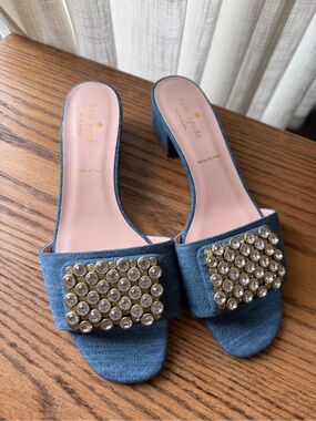 kate spade Denim Jeweled Slide Mules in Blue Size 8